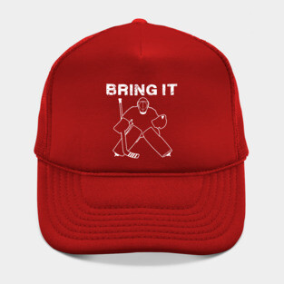 Bring It Hockey Goalie white Hat
