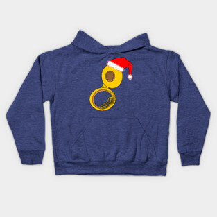 Santa Hat Tuba Kids Hoodie