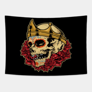 crown skull Tapestry