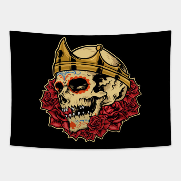 crown skull Tapestry by James Bates