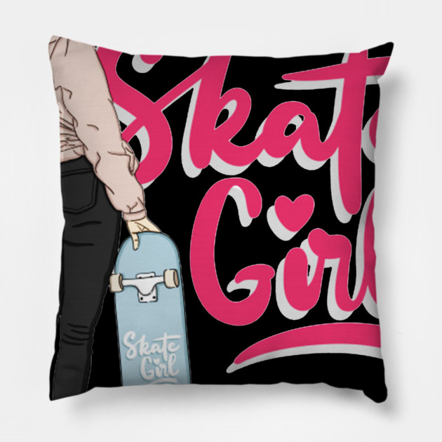 skate girl Pillow by James Bates