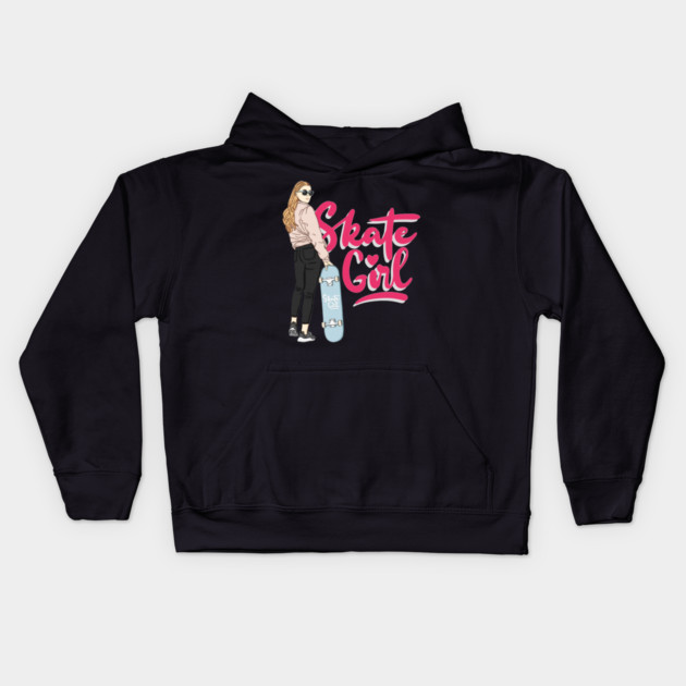skate girl Kids Hoodie by James Bates
