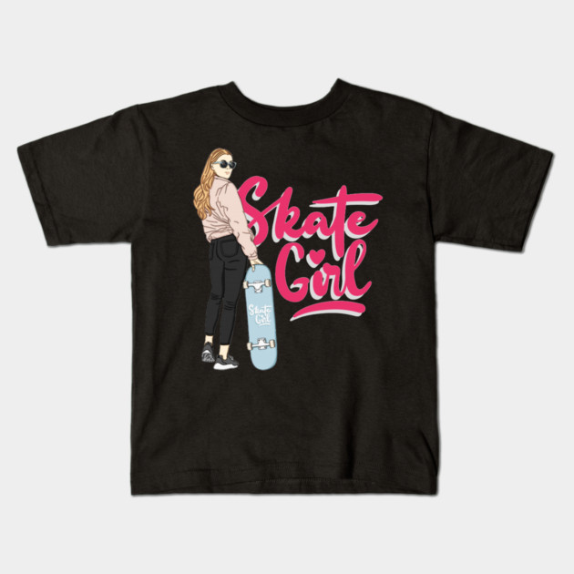 skate girl Kids T-Shirt by James Bates