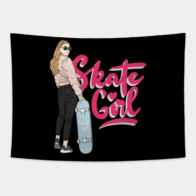 skate girl Tapestry by James Bates