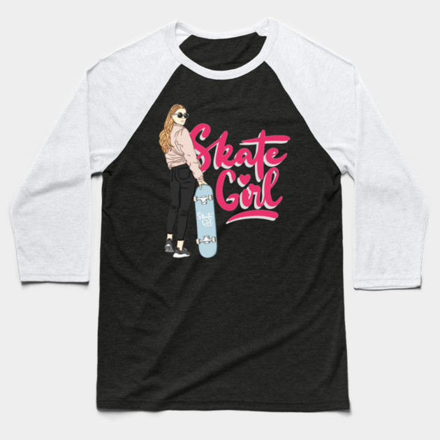 skate girl Baseball T-Shirt by James Bates
