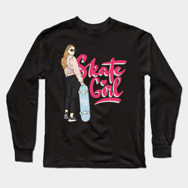 skate girl Long Sleeve T-Shirt by James Bates