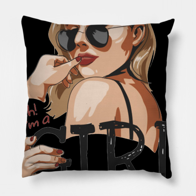 glasses girl Pillow by James Bates