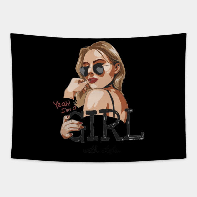 glasses girl Tapestry by James Bates