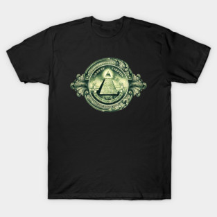 One Dollar Bill Note All Seeing Eye Illuminati Great Seal T-Shirt