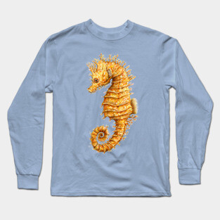 Yellow seahorse Hippocampus Long Sleeve T-Shirt