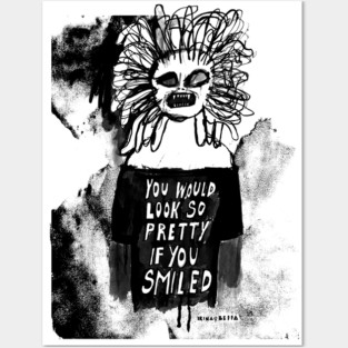 Smile Medusa Smile BLACK + WHITE Posters and Art