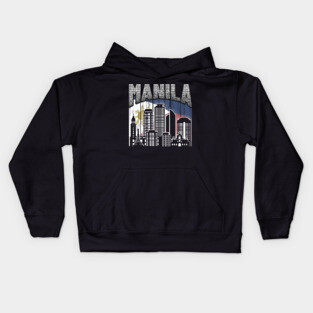 Manila NCR Skyline Vintage Philippines Flag Kids Hoodie