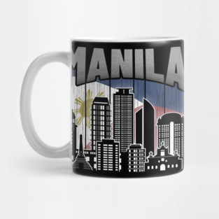 Manila NCR Skyline Vintage Philippines Flag Mug
