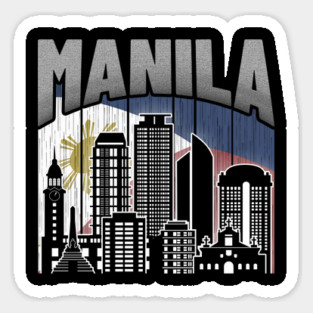 Manila NCR Skyline Vintage Philippines Flag Sticker