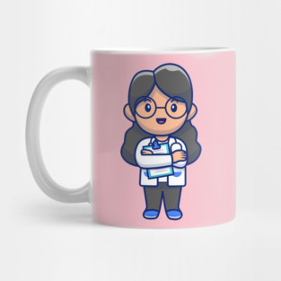 Cute girl doctor cartoon Mug