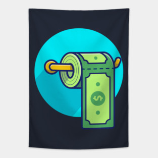 Dollar money toilet paper roll cartoon Tapestry