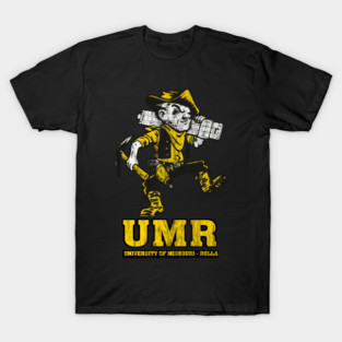 University of Missouri at Rolla - Joe Miner Mascot Vintage DISTRESSED T-Shirt