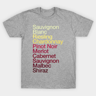 Wine Grapes List Color Chart - Pinot Noir Chardonnay Cabernet T-Shirt