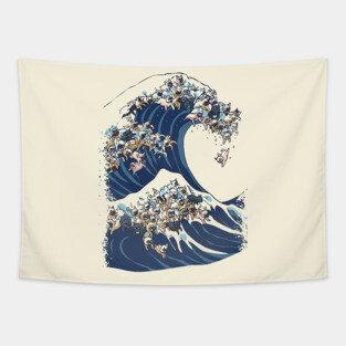 The Great Wave of French Bulldog Tapestry