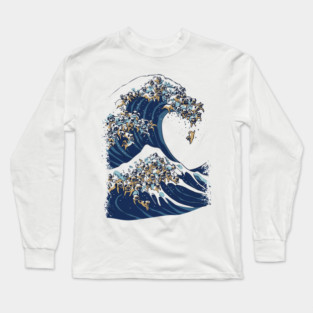 The Great Wave of Pug Long Sleeve T-Shirt