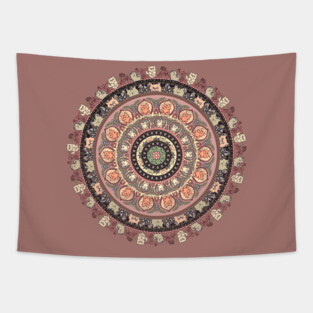 Cat Yoga Medallion Tapestry