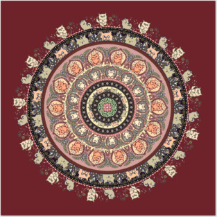 Cat Yoga Medallion Posters and Art