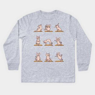 Sphynx Cat Yoga Cat Kids Long Sleeve T-Shirt
