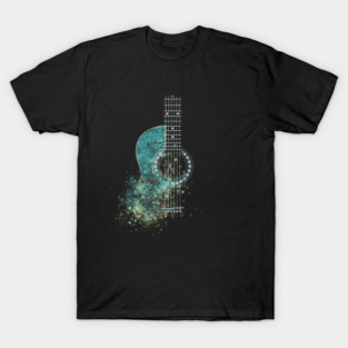 Grunge Watercolor Splatter Guitar T-Shirt