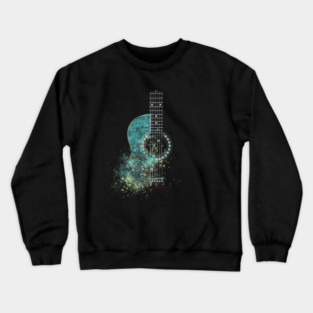 Grunge Watercolor Splatter Guitar Crewneck Sweatshirt