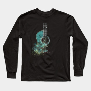 Grunge Watercolor Splatter Guitar Long Sleeve T-Shirt