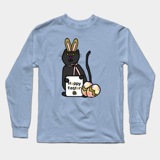 Happy Easter Bunny Ears Cat Long Sleeve T-Shirt