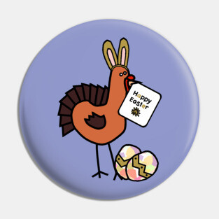 Happy Easter Bunny Ears on Thanksgiving Turkey Pin