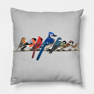 Colorful Garden Birds Bird Art Birdlover Birdwatcher Animal Pillow