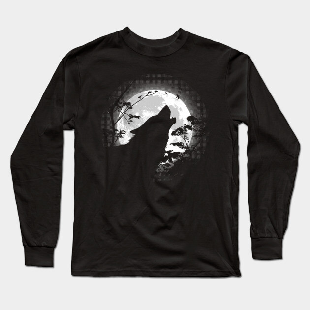 Howling wolf under the moon Long Sleeve T-Shirt by albertocubatas