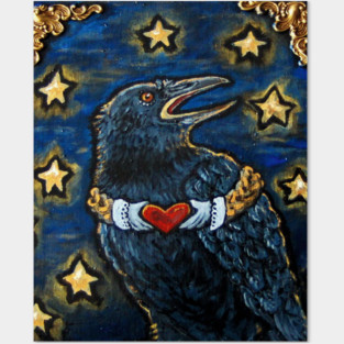 CLADDAGH RAVEN HEART CELTIC KNOTS Posters and Art