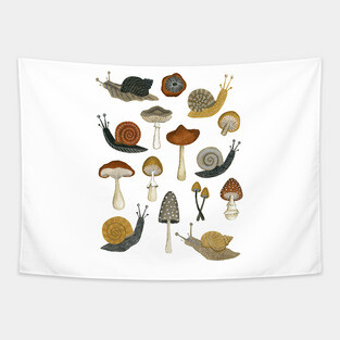 mushrooms & snails Tapestry