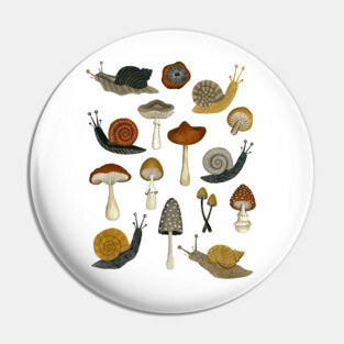 mushrooms & snails Pin
