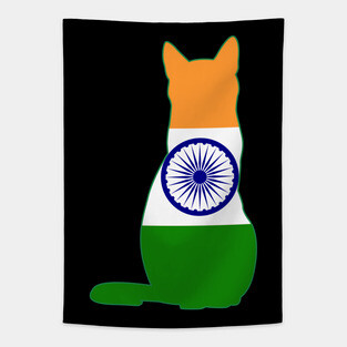 India Cat Flag Tapestry