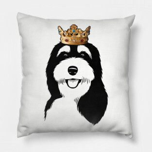 Bernedoodle Dog King Queen Wearing Crown Pillow