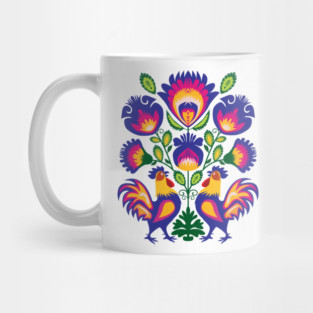 Folklore with Roosters Mug