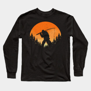 Sasquatch Fishing Sunset Long Sleeve T-Shirt