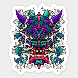 Oni Mask Hannya Demon Evil Japanese Sticker