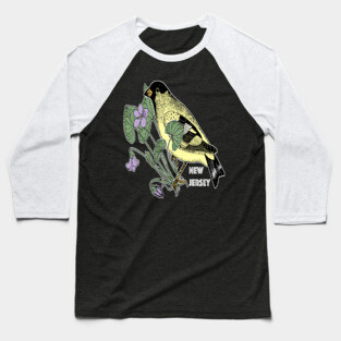 New Jersey State Bird and Flower - Nature Illustration Baseball T-Shirt