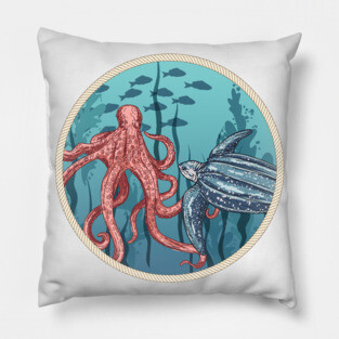 Round Sea Life Stamp Pillow