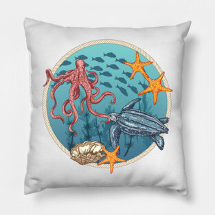 Sea Life Stamp Pillow