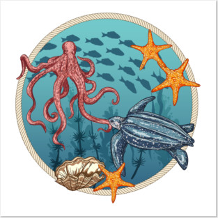 Sea Life Stamp Posters and Art
