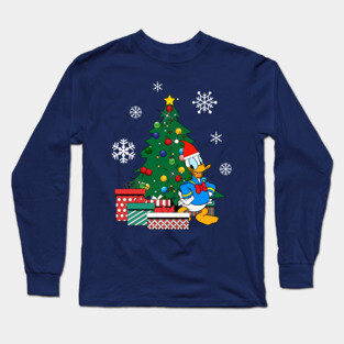 Donald Duck Around The Christmas Tree Long Sleeve T-Shirt