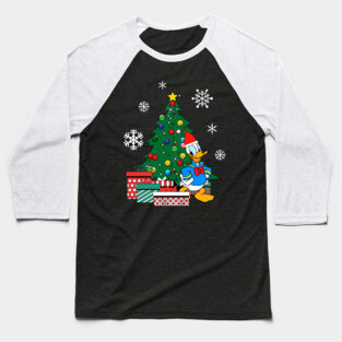 Donald Duck Around The Christmas Tree Baseball T-Shirt
