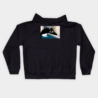 CUTE Tuxedo Cat resting on the window sill  Copyright TeAnne Kids Hoodie