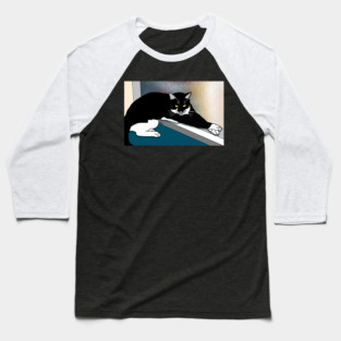 CUTE Tuxedo Cat resting on the window sill  Copyright TeAnne Baseball T-Shirt